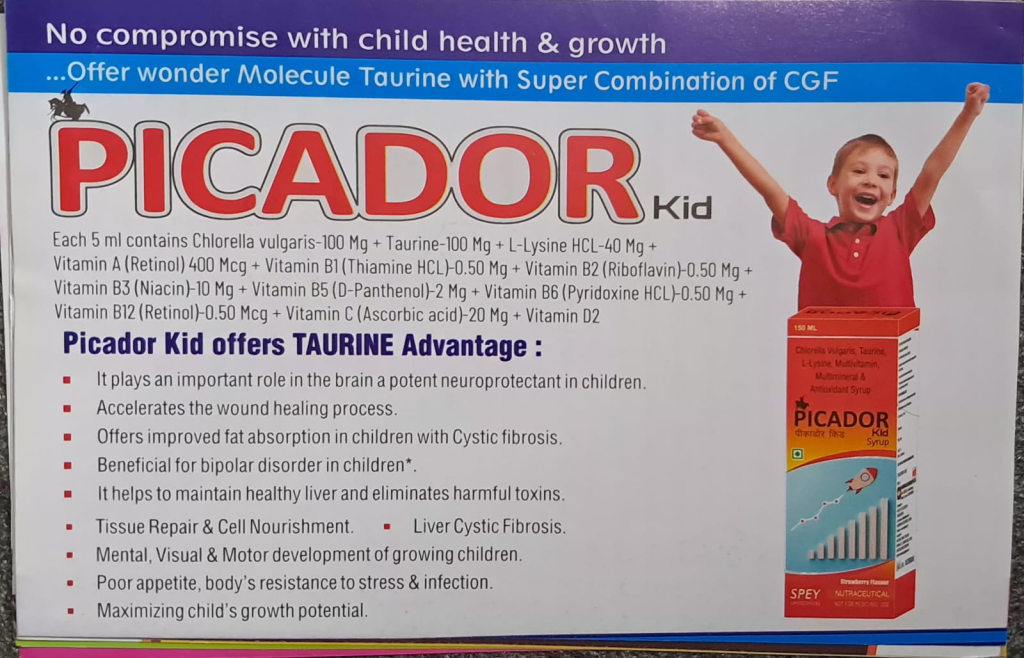 PICADOR Kid syrup cpmpositions and benefits
